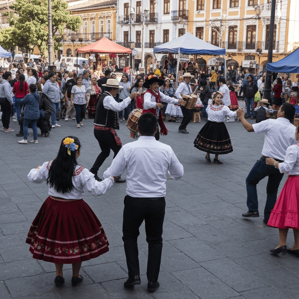 The iconic Tomebamba river with the historical buildings in the background.